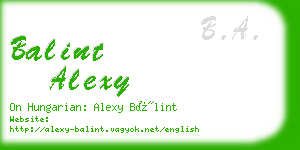 balint alexy business card